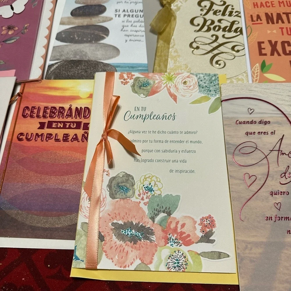 🩵5/$8 10 assorted Spanish Feliz Cumpleaños Greeting Card Set